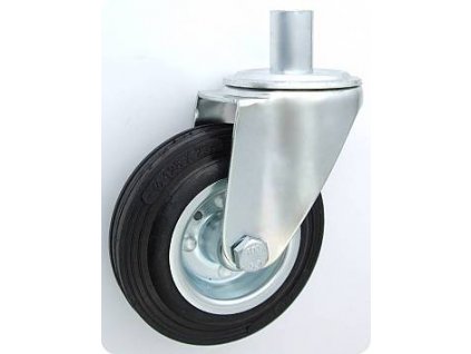 Gumové koleso 125/21 mm, čierna/oceľ, otočná vidlica s čapom