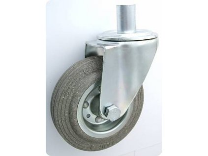Gumové koleso 125/21 mm, šedá/oceľ, otočná vidlica s čapom