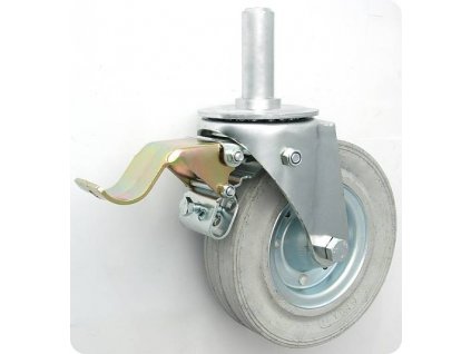 Gumové koleso 180/44 mm, šedá/oceľ, otočná vidlica s čapom+brzda