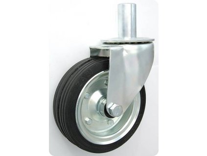 Gumové koleso 160/44 mm, čierna/oceľ, otočná vidlica s čapom