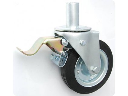 Gumové koleso 160/30 mm, čierna/oceľ, otočná vidlica s čapom+brzda