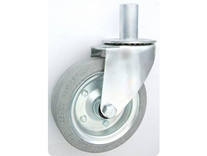 Gumové koleso 160/44 mm, šedá/oceľ, otočná vidlica s čapom
