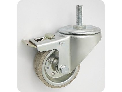 Gumové koleso 80/26 mm, šedá/oceľ, otočná vidlica s čapom+brzda