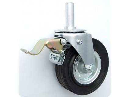 Gumové koleso 180/45 mm, čierna/oceľ, otočná vidlica s čapom+brzda