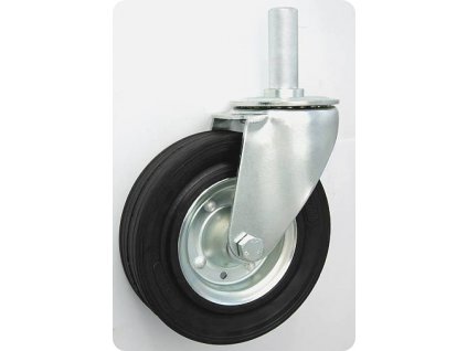 Gumové koleso 180/44 mm, čierna/oceľ, otočná vidlica s čapom