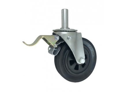 Gumové koleso 180/44 mm, čierna/plast, otočná vidlica s čapom