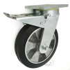 Gumové koleso 250/40 mm, čierna/hliník, otočná vidlica s doskou+brzda