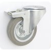 Gumové koleso 100/19 mm, šedá/oceľ, otočná vidlica s otvorom+brzda