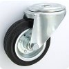 Gumové koleso 100/19 mm, čierna/oceľ, otočná vidlica s otvorom