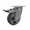 Gumové koleso 125/38 mm, šedá/hliník, otočná vidlica s doskou+brzda