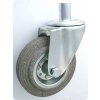 Gumové koleso 125/21 mm, šedá/oceľ, otočná vidlica s čapom