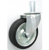 Gumové koleso 160/44 mm, čierna/oceľ, otočná vidlica s čapom