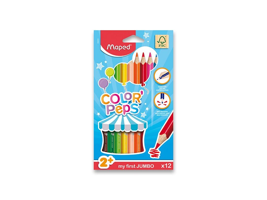 PASTELKY TROJHRANNÉ JUMBO 12KS COLOR PEPS 0086/9834010
