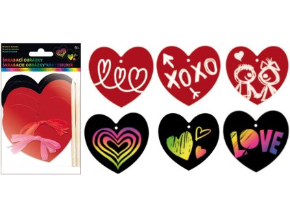 ŠKRABACÍ SRDÍČKA 6KS 11CM 2RYDLA 6MAŠLIČEK 6639