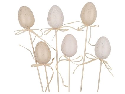 VAJÍČKO PŘÍRODNÍ SE ZLATÝM ZDOBENÍM 6 CM + ŠPEJLE 6KS 7503