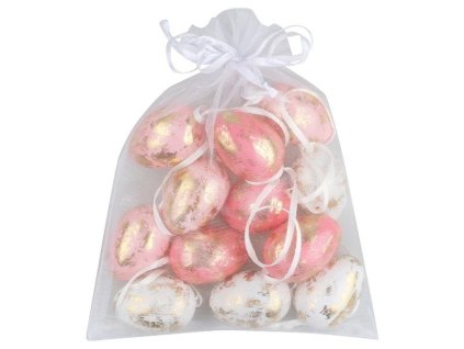 VAJÍČKA SE ZLATÝM ZDOBENÍM 4 CM 12KS V ORG.PYTL. 7519