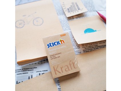 Bloček Kraft 76x51mm, přírodní hnědý papír, 100 lístků SN21638