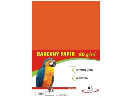 Barevný papír A3 100ks 80g oranžový 230 190560