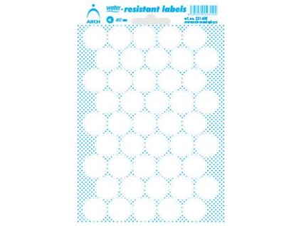 231AW  Voděodolná samolepicí kolečka 17 mm - bílá,popis permanent.