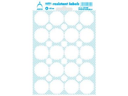 232AW  Voděodolná samolepicí kolečka 25 mm - bílá,popis permanent.