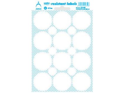 235AW  Voděodolná samolepicí kolečka 33 mm - bílá,popis permanent.
