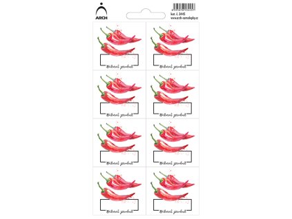 3445  PAPRIKA - Natural product - 8 voděodolných etiket