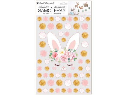 15121 Samolepka na zeď 24 x 42 cm, zajíček a tečky