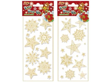 SAMOLEPKY 3D POP-UP 10x27CM VÁNOCE VLOČKY STŘÍBRNÉ 722 24108