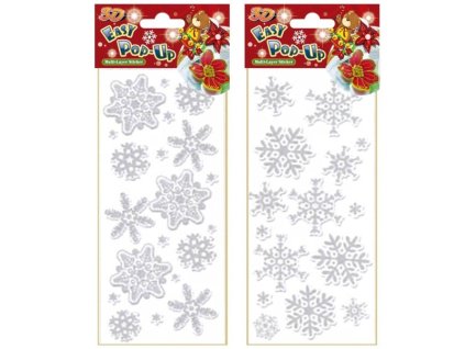 24108  samolepky 3D POP-UP 10x27cm Vánoce 721 vločky stříbrné