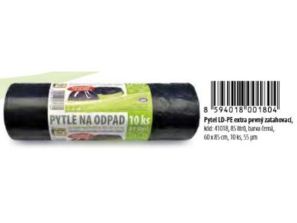 PYTEL DO KOŠE 10KS 60X85 85L ČERNÝ ZATAHOVACÍ 41018