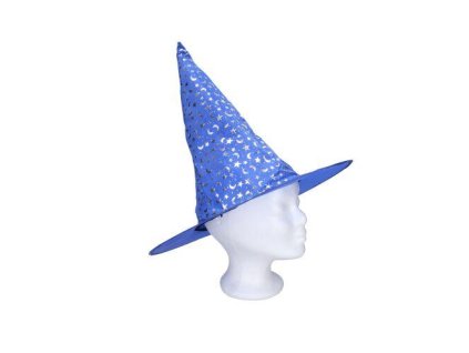 W032030 Set karneval - čarodějnický klobouk modrý 35x36 cm