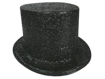 9066 KLOBOUK CYLINDR GLITR ČERNÝ