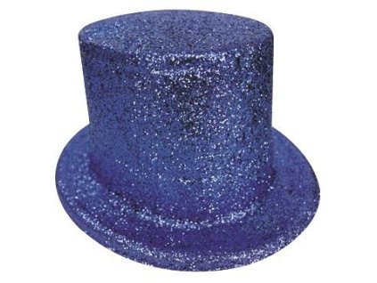 9066 KLOBOUK CYLINDR GLITR MODRÝ 04