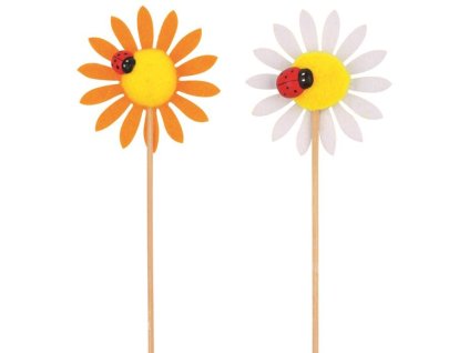 8889 Kytička filcová s beruškou zápich 6 cm + špejle