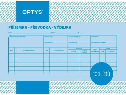 1042 Příjemka, převodka, výdejka A5, 100 listů