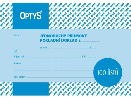 1067 Příjmový doklad A6, jednoduchý, 100 listů