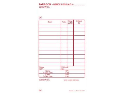 ET012 PARAGON DAŇ.DOKLAD ČÍSLOVANÝ