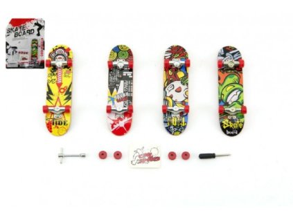 SKATEBOARD PRSTOVÝ PLAST 10CM S DOPLŇKY  MIX 312254