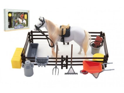 KŮŇ ČESACÍ BÍLÝ S OHRADOU A DOPLŇKY  850480