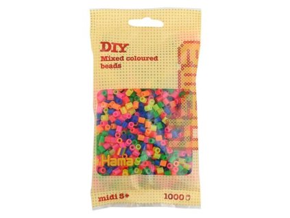 HAMA ZAŽEHLOVACÍ KORÁLKY MIDI - MIX NEONOVÝCH BAREV 1000KS   H207-51