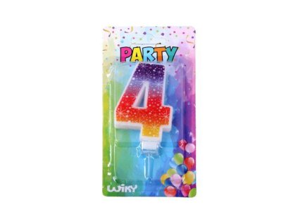 W017509 Párty svíčka číslo 4 Hvězdy