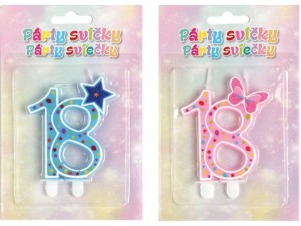 doprodej 1131296 Párty svíčka 7,8 cm č.18   růžová/modrá