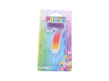 W017512 Párty svíčka číslo 7 Hvězdy