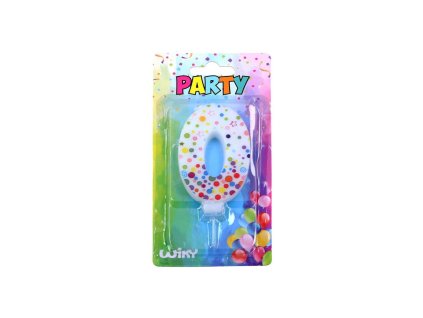 W017557 PÁRTY SVÍČKA ČÍSLO 0 PUNTÍK