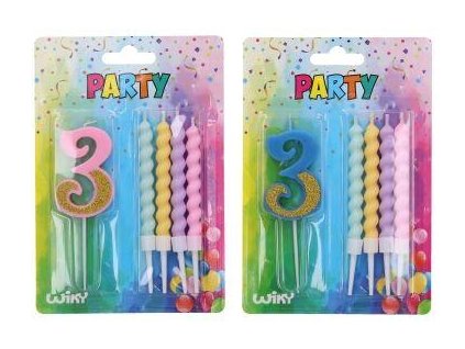 W026595 Párty svíčka číslo 3+4 ks svíček