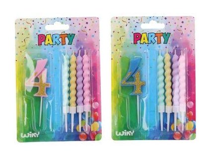 W026596 Párty svíčka číslo 4+4 ks svíček