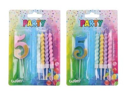 W026597 Párty svíčka číslo 5+4 ks svíček