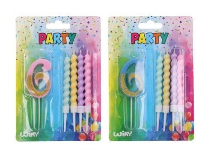 W026598 Párty svíčka číslo 6+4 ks svíček