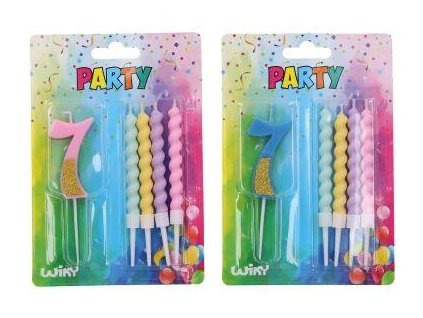W026599 Párty svíčka číslo 7+4 ks svíček