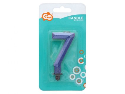 450767 DORTOVÁ SVÍČKA ČÍSLICE 7 DIAMANT, METALICKÁ, MODRÁ